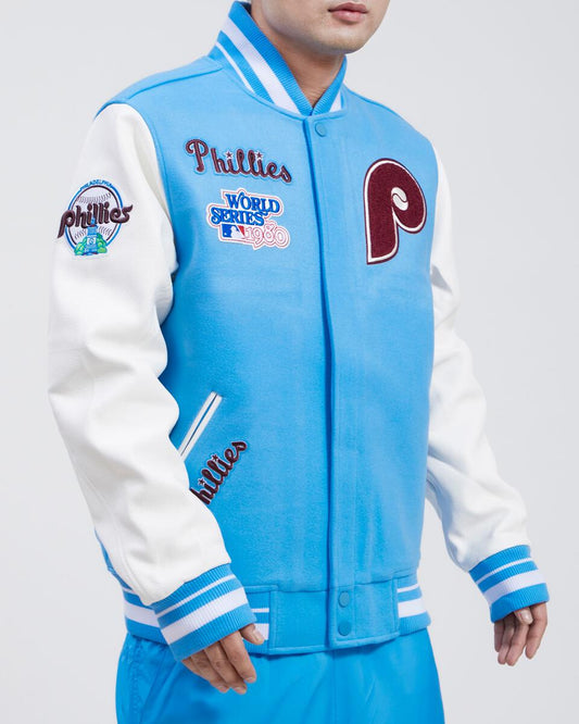 Sky Blue Philadelphia Phillies Pro Standard Logo Mashup Wool Varsity Heavy Jacket