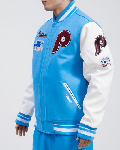 Sky Blue Philadelphia Phillies Pro Standard Logo Mashup Wool Varsity Heavy Jacket