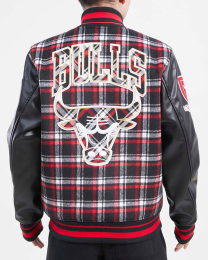 Chicago Bulls Plaid Pro Standard Wool Varsity Heavy Jacket