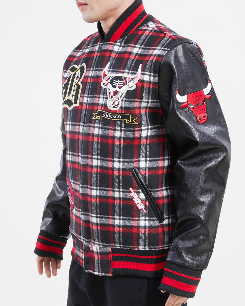 Chicago Bulls Plaid Pro Standard Wool Varsity Heavy Jacket