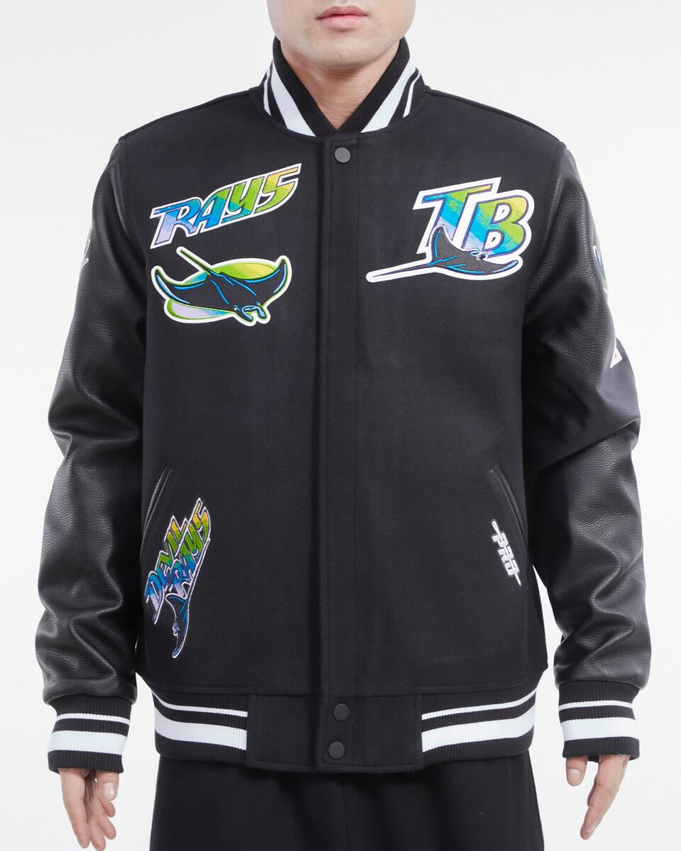 Black Tampa Bay Rays Pro Standard Logo Mashup Wool Varsity Heavy Jacket