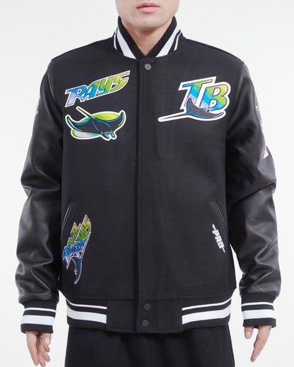Black Tampa Bay Rays Pro Standard Logo Mashup Wool Varsity Heavy Jacket