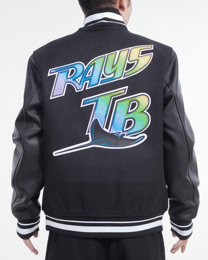 Black Tampa Bay Rays Pro Standard Logo Mashup Wool Varsity Heavy Jacket