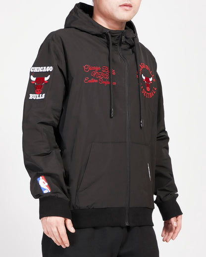 Pro Standard Black Chicago Bulls Hybrid Woven Full Zipup Hoodie