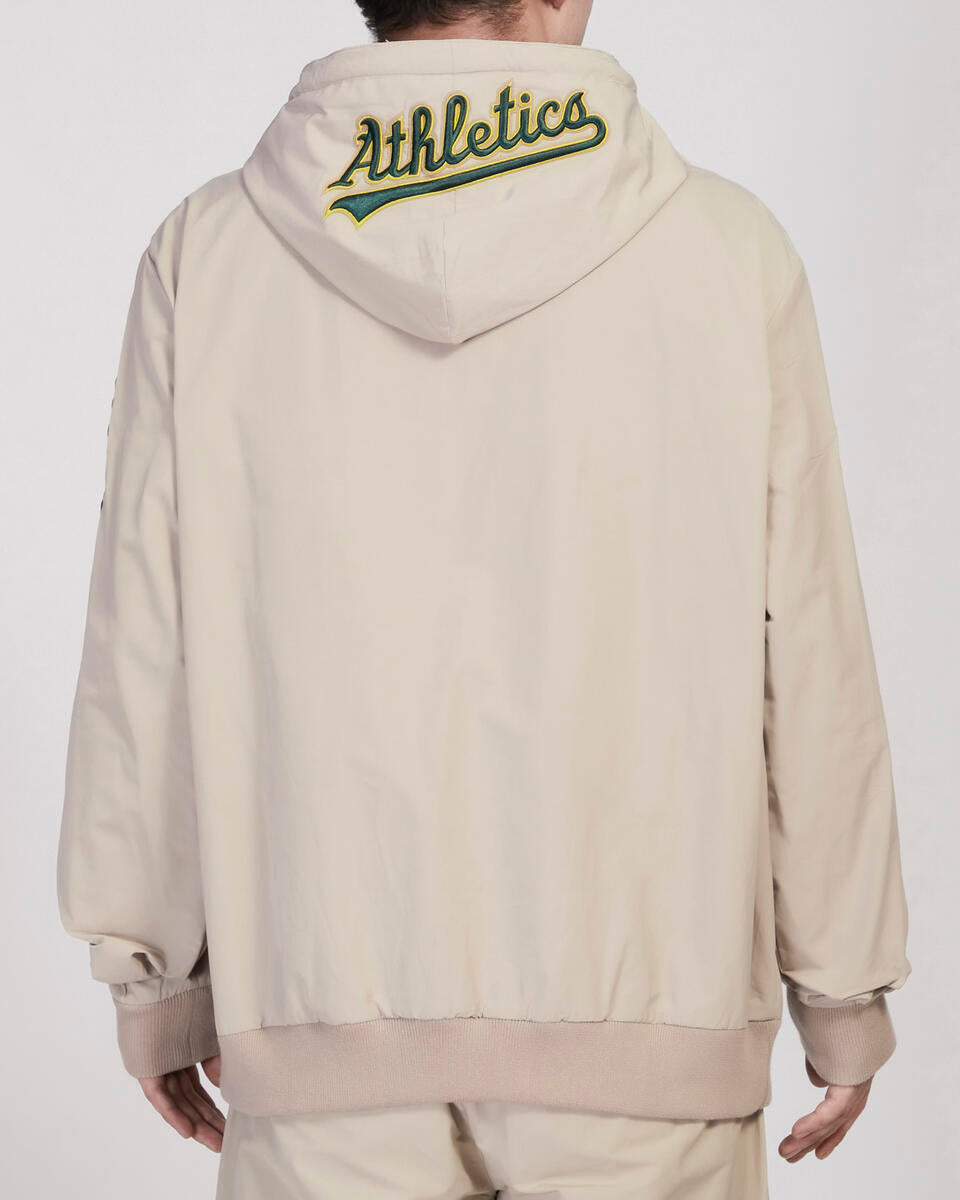Pro Standard Tan Oakland Athletics Hybrid Woven Full Zipup Hoodie