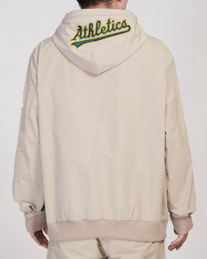 Pro Standard Tan Oakland Athletics Hybrid Woven Full Zipup Hoodie