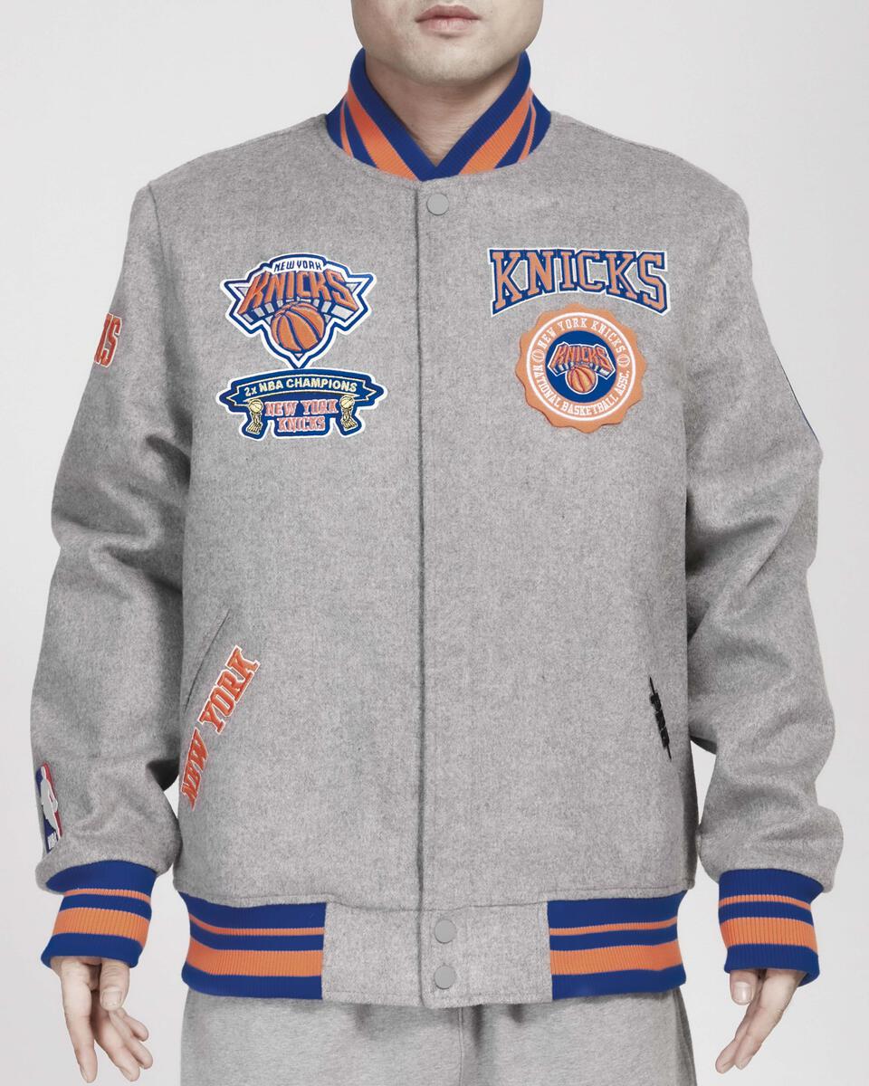 Heather Gray New York Knicks Pro Standard Crest Wool Varsity Jacket