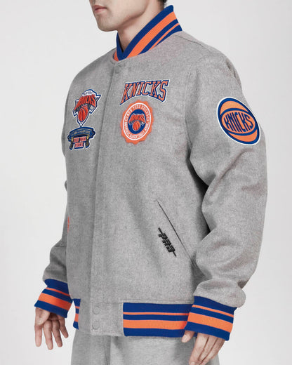 Heather Gray New York Knicks Pro Standard Crest Wool Varsity Jacket