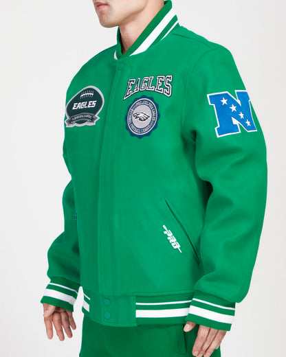 Kelly Green Phildelphia Eagles Pro Standard Crest Wool Varsity Jacket
