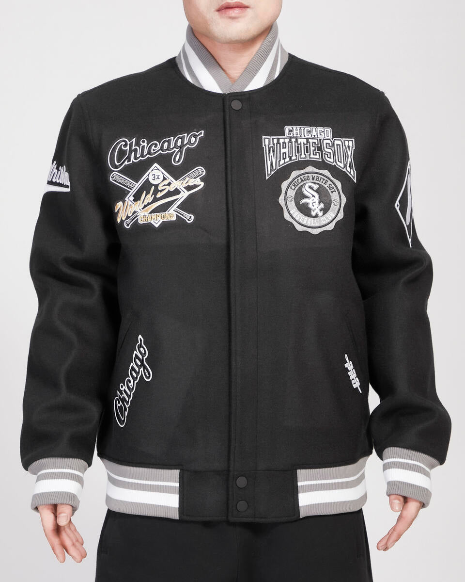 Black Chicago White Sox Pro Standard Crest Wool Varsity Jacket