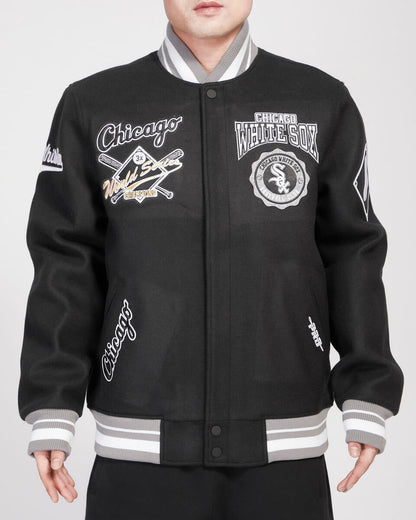 Black Chicago White Sox Pro Standard Crest Wool Varsity Jacket