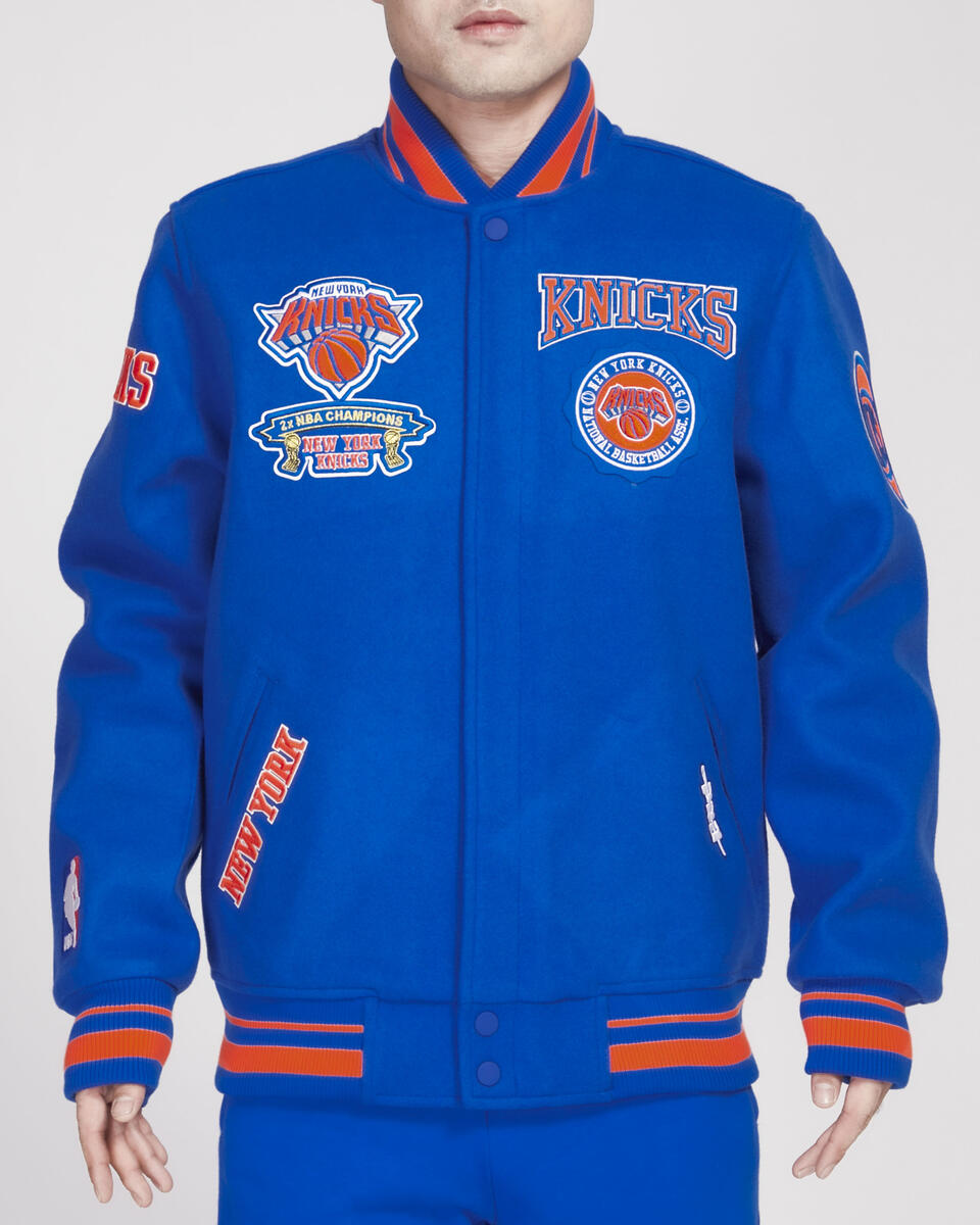Royal Blue New York Knicks Pro Standard Crest Wool Varsity Jacket