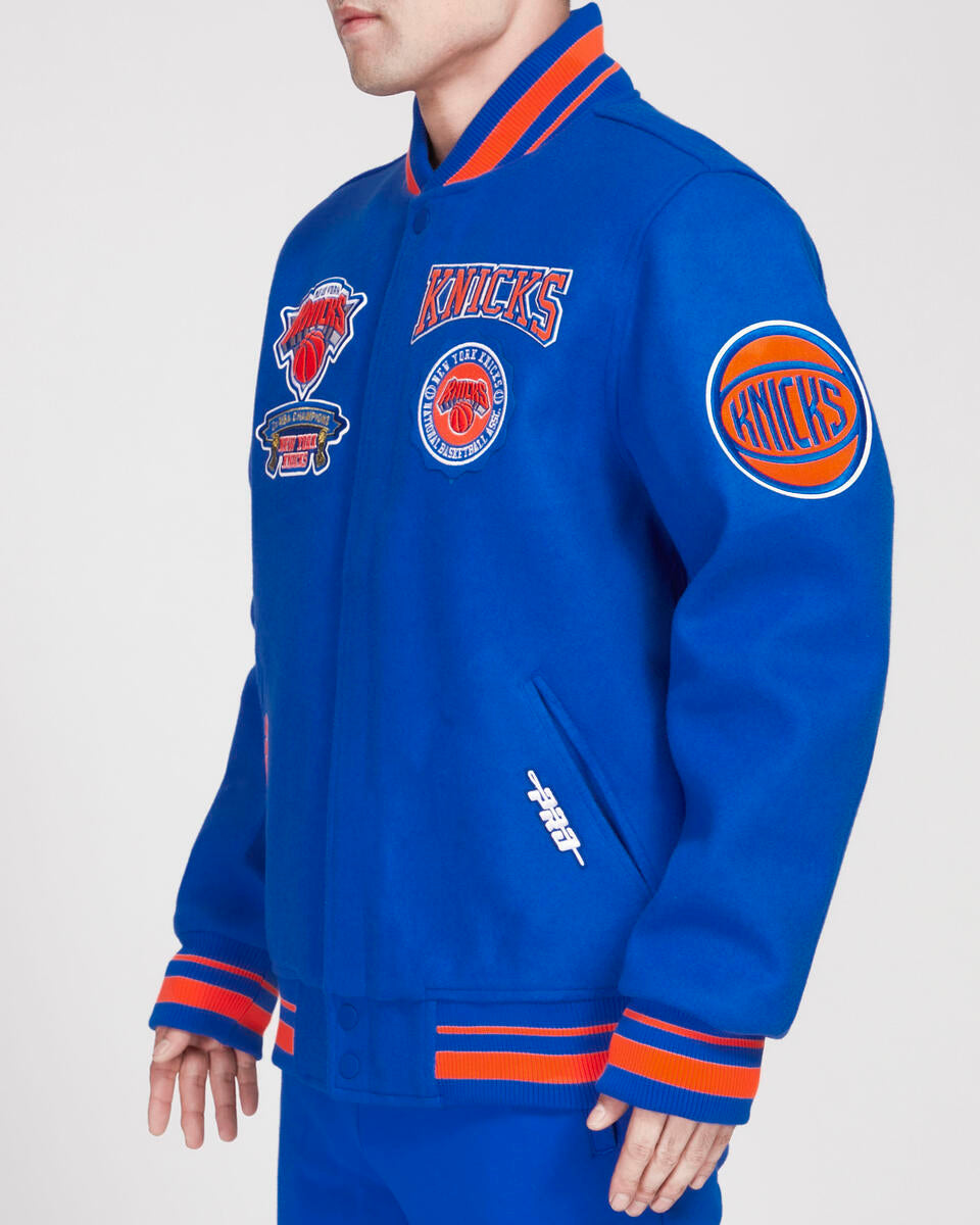 Royal Blue New York Knicks Pro Standard Crest Wool Varsity Jacket