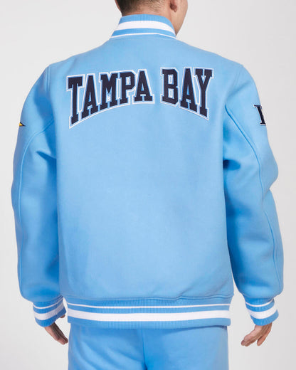 University Sky Blue Tampa Bay Rays Pro Standard Crest Wool Varsity Jacket