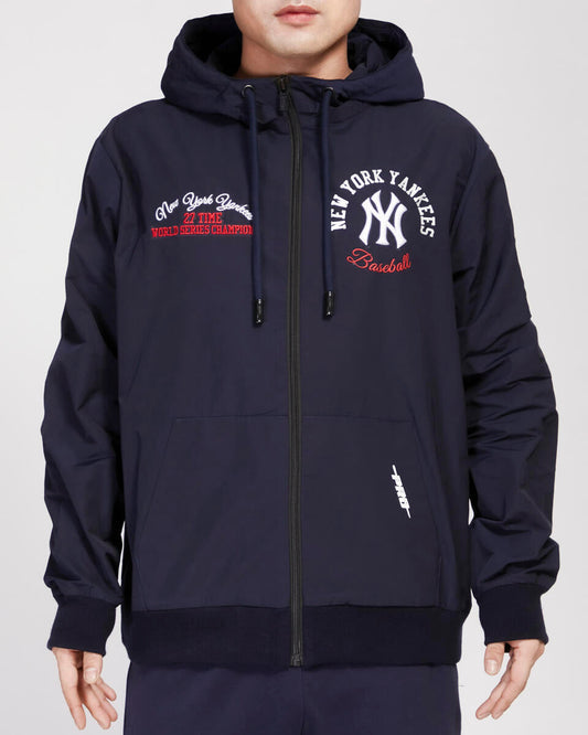 Pro Standard Navy Blue New York Yankees Hybrid Woven Full Zip Up Hoodie