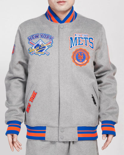 Heather Gray New York Mets Pro Standard Crest Wool Varsity Jacket