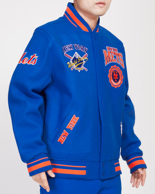 Royal Blue New York Mets Pro Standard Crest Wool Varsity Jacket