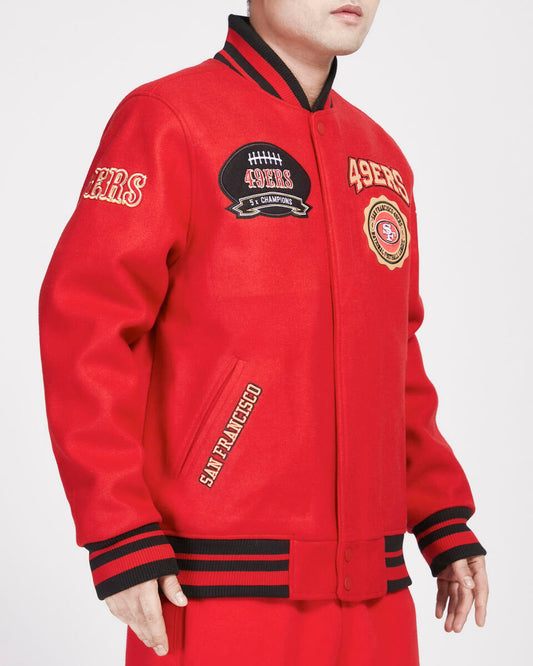 Red San Francisco 49ers Pro Standard Crest Wool Varsity Jacket