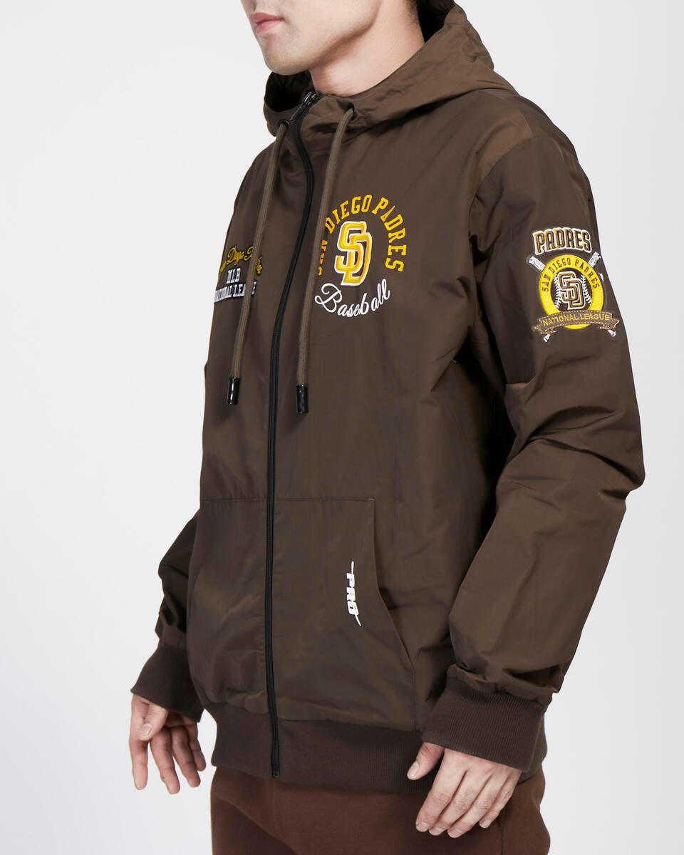 Pro Standard Brown San Diego Padres Hybrid Woven Full Zipup Hoodie