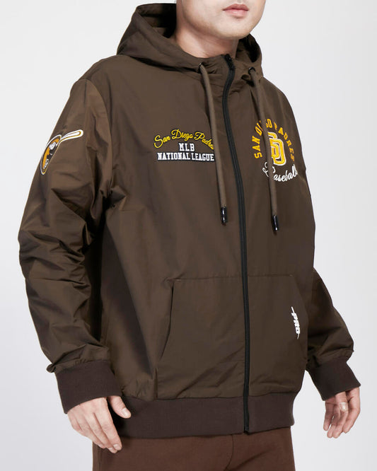 Pro Standard Brown San Diego Padres Hybrid Woven Full Zipup Hoodie
