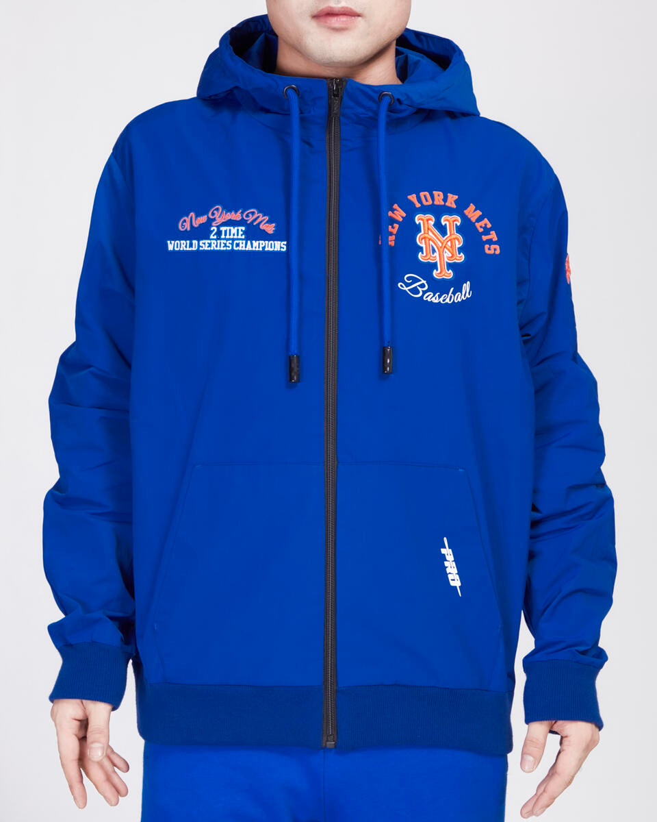 Pro Standard Royal Blue New York Mets Hybrid Woven Full Zipup Hoodie