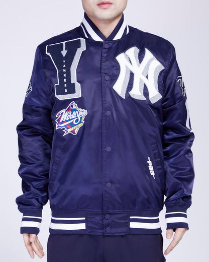 Navy Blue New York Yankees Pro Standard Logo Mashup Satin Jacket