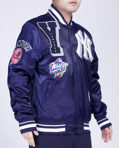 Navy Blue New York Yankees Pro Standard Logo Mashup Satin Jacket