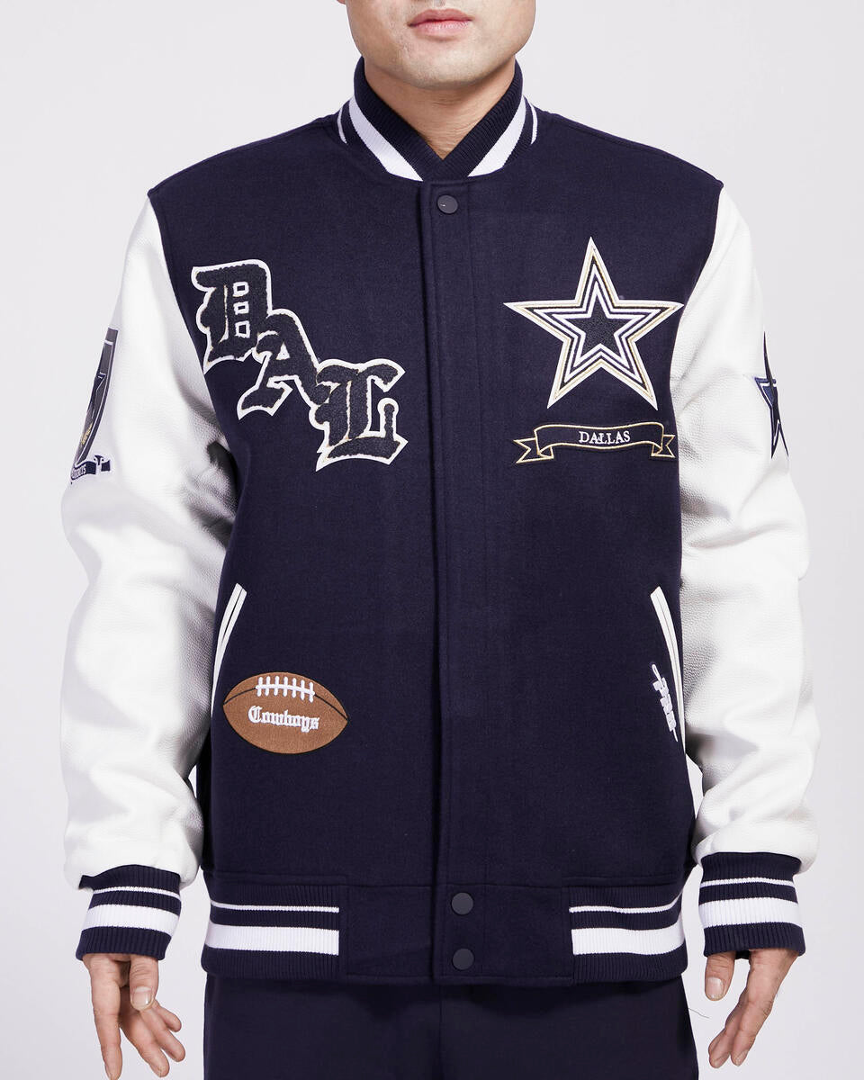 Navy Blue Dallas Cowboys Pro Standard Prep Wool Varsity Heavy Jacket