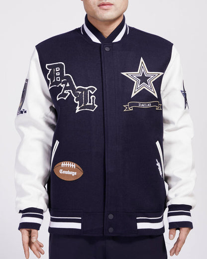 Navy Blue Dallas Cowboys Pro Standard Prep Wool Varsity Heavy Jacket