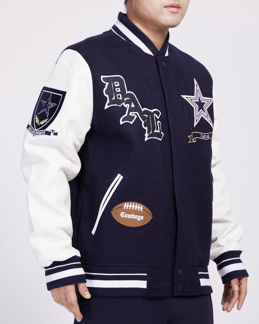 Navy Blue Dallas Cowboys Pro Standard Prep Wool Varsity Heavy Jacket