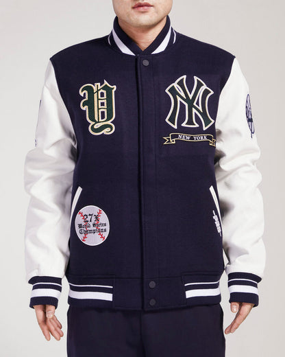 Navy Blue New York Yankees Pro Standard Prep Wool Varsity Heavy Jacket