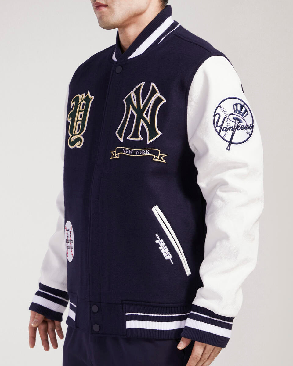 Navy Blue New York Yankees Pro Standard Prep Wool Varsity Heavy Jacket