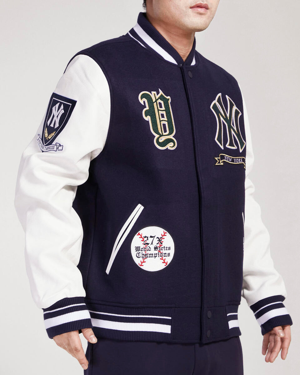 Navy Blue New York Yankees Pro Standard Prep Wool Varsity Heavy Jacket