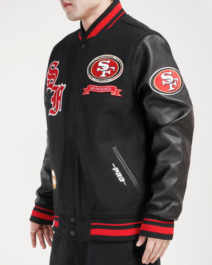 Black San Francisco 49ers Pro Standard Logo Mashup Wool Varsity Heavy Jacket