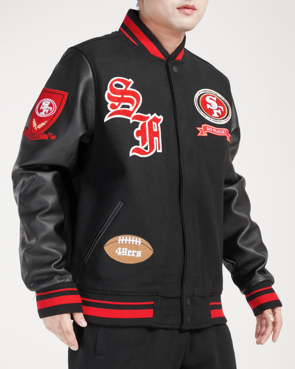 Black San Francisco 49ers Pro Standard Logo Mashup Wool Varsity Heavy Jacket