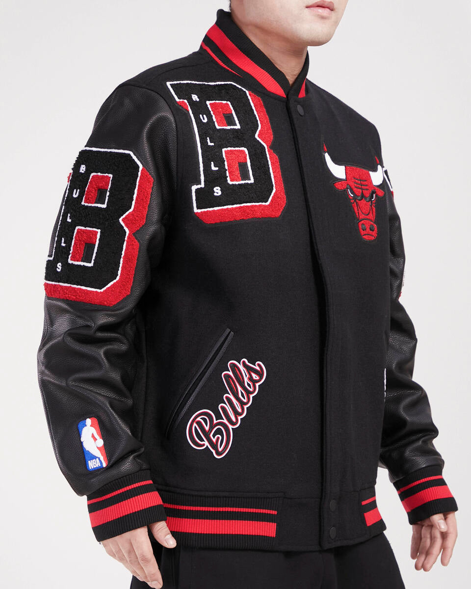 Black Chicago Bulls Pro Standard Mash-Up Wool Varsity Heavy Jacket