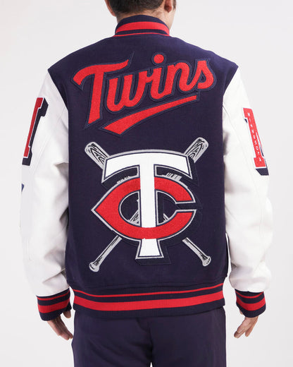 Navy Blue Minnesota Twins Pro Standard Logo Mashup Wool Varsity Heavy Jacket