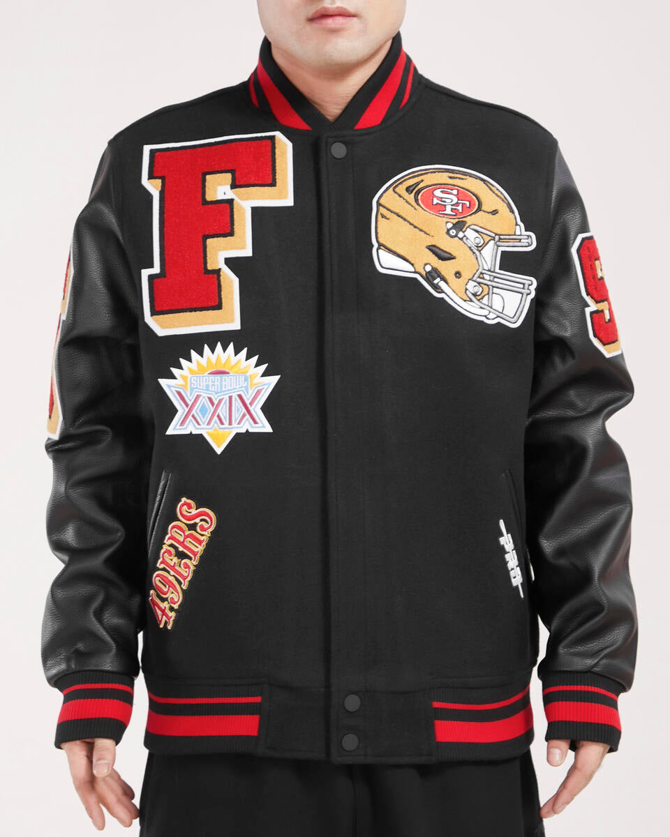 Black San Francisco 49ers Pro Standard Mashup Rib Wool Varsity Heavy Jacket