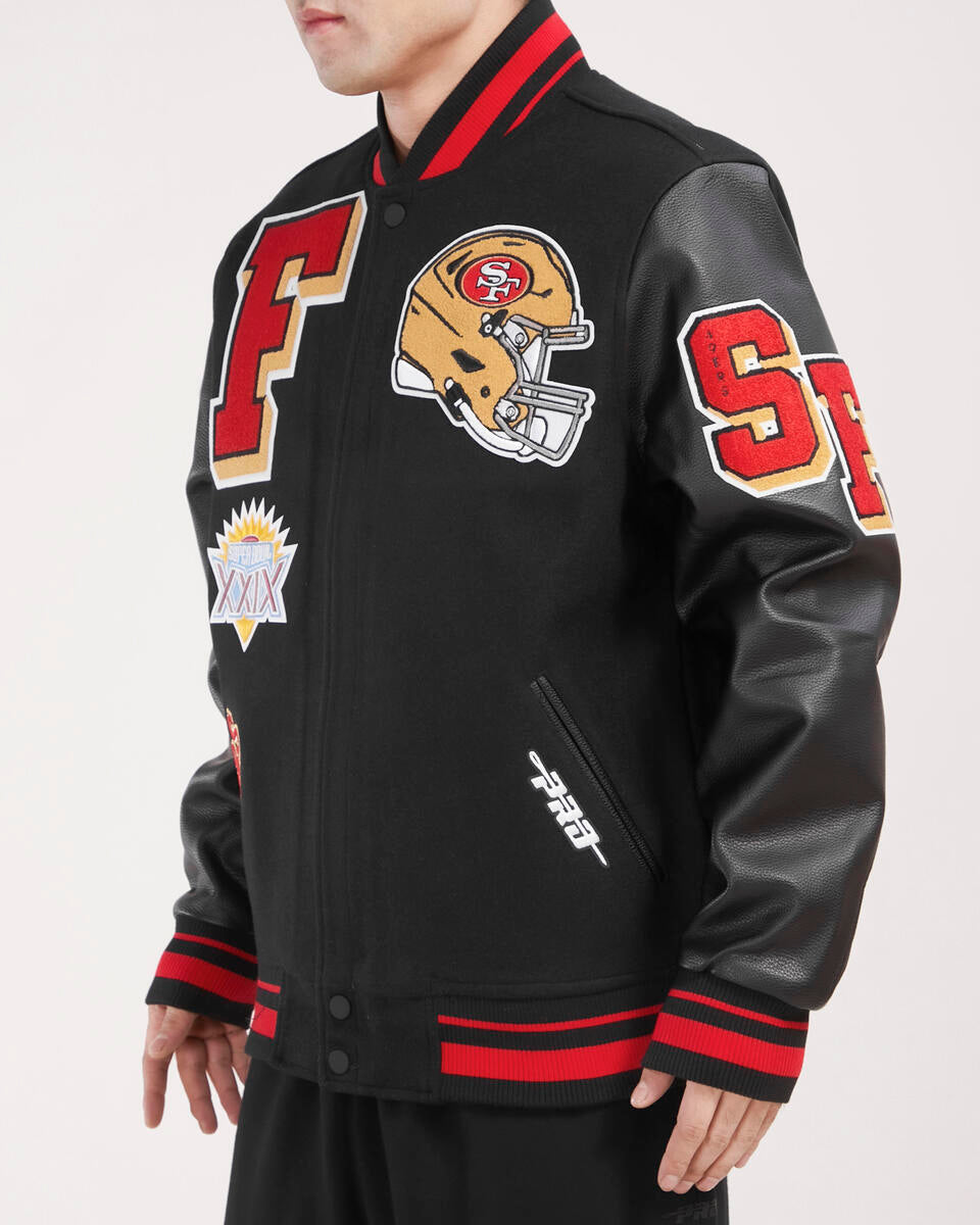 Black San Francisco 49ers Pro Standard Mashup Rib Wool Varsity Heavy Jacket