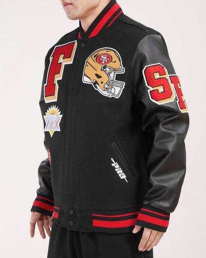 Black San Francisco 49ers Pro Standard Mashup Rib Wool Varsity Heavy Jacket