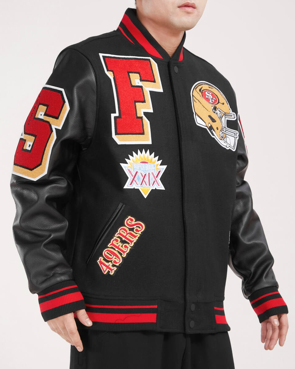 Black San Francisco 49ers Pro Standard Mashup Rib Wool Varsity Heavy Jacket