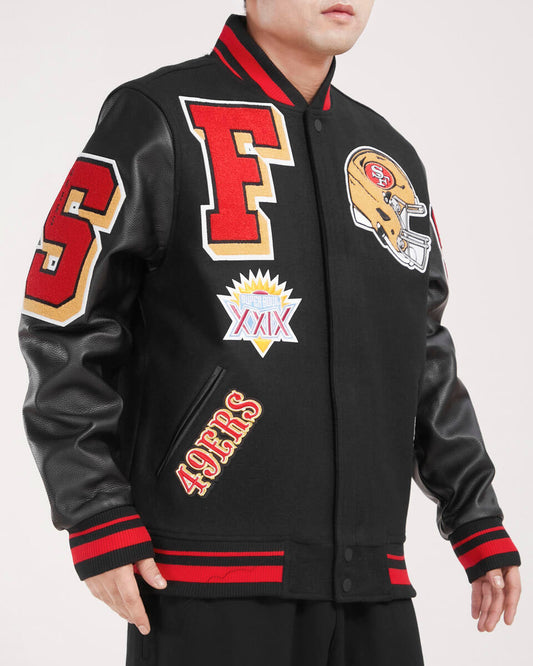 Black San Francisco 49ers Pro Standard Mashup Rib Wool Varsity Heavy Jacket