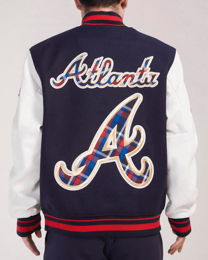 Navy Blue Atlanta Braves Pro Standard Logo Mashup Wool Varsity Heavy Jacket