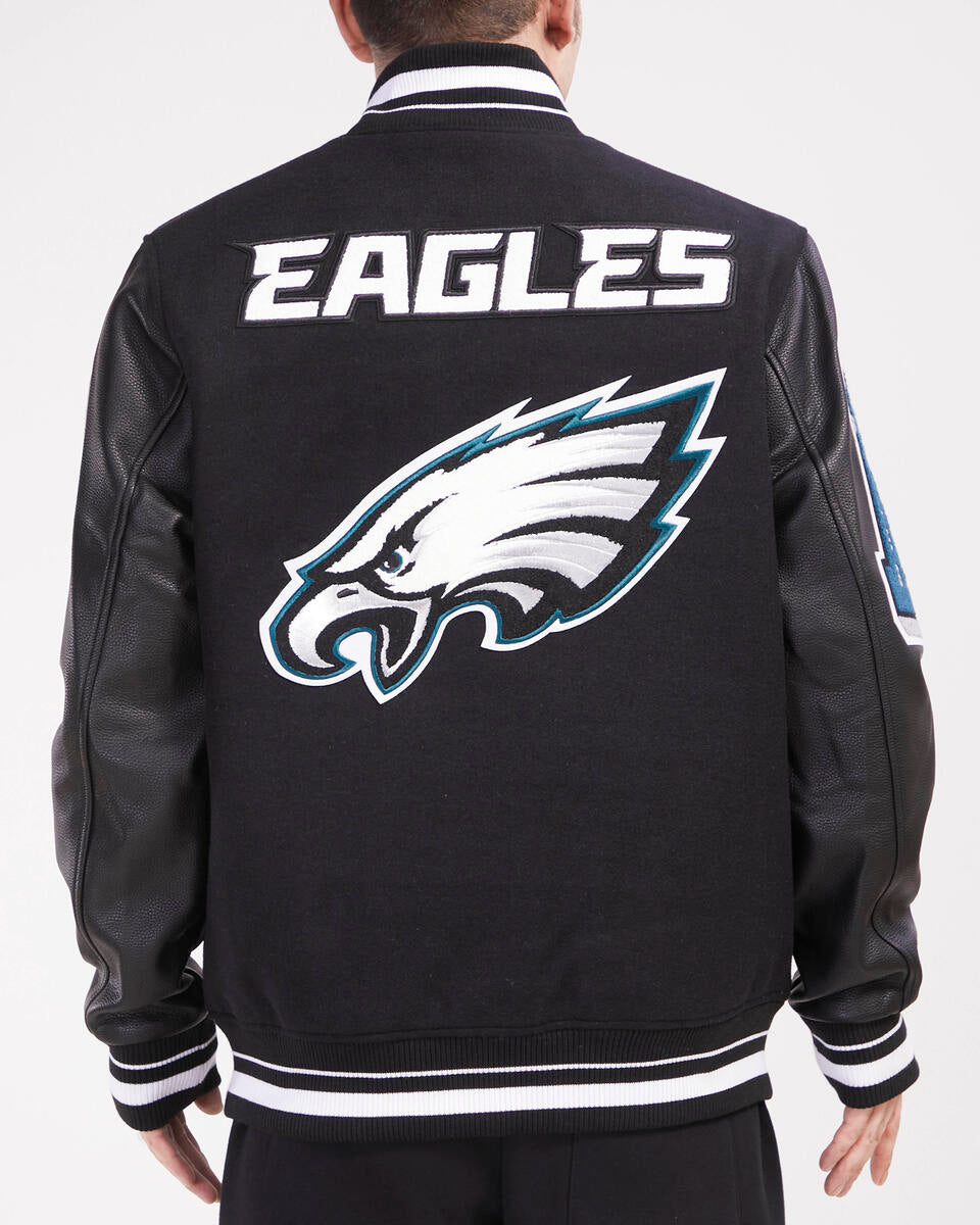 Black Philadelphia Eagles Pro Standard Mashup Logo Rib Wool Varsity Heavy Jacket