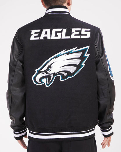Black Philadelphia Eagles Pro Standard Mashup Logo Rib Wool Varsity Heavy Jacket