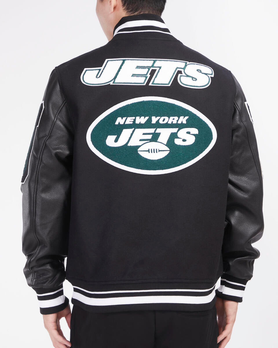 Black New York Jets Pro Standard Logo Mashup Wool Varsity Heavy Jacket