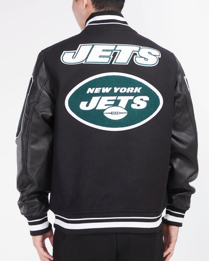 Black New York Jets Pro Standard Logo Mashup Wool Varsity Heavy Jacket