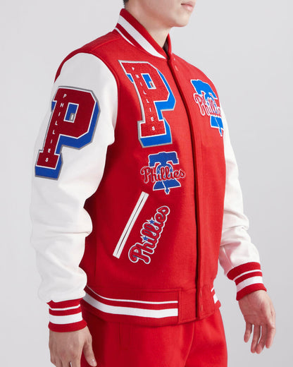 Red Philadelphia Phillies Pro Standard Logo Mashup Wool Varsity Heavy Jacket