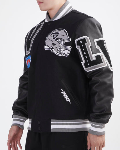 Black Las Vegas Raiders Pro Standard Logo Mashup Wool Varsity Heavy Jacket