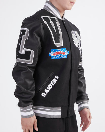 Black Las Vegas Raiders Pro Standard Logo Mashup Wool Varsity Heavy Jacket